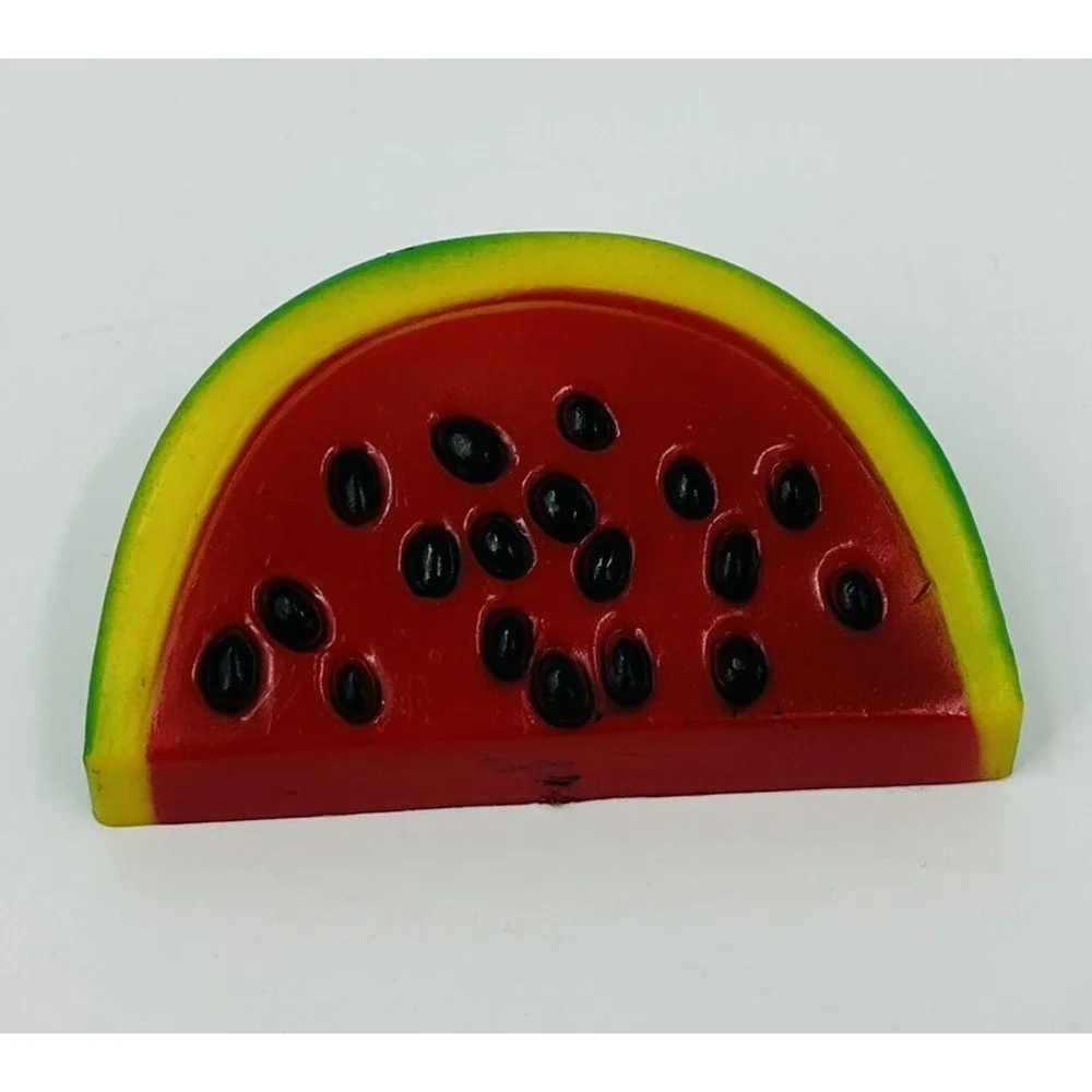 Vintage 3D Refrigerator Magnets Molded Plastic Grapes and Watermelon